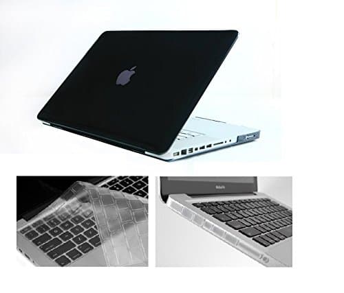 HYAIT 3-in-1 Ultra Slim Crystal Hard Case + Keyboard Cover + Anti-dust Plugs for Model A1278 13-inch Regular Display Aluminum Unibody MacBook Pro - Black