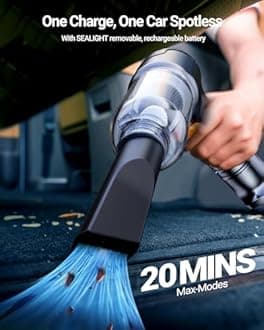 SEALIGHT Mini Car Vacuum Wireless, High Power Suction and Air Duster, Lightweight and Compact Handheld Vacuum, Portable Vacuum Cleaner for Car, Home, Office, Pet