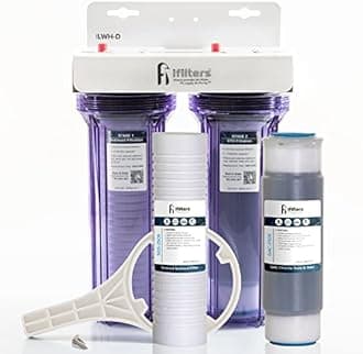 Whole House 2 Stage Water Filtration System w/Extra Filter Set, Sediment, Rust, Chlorine, Taste, Odor, 3/4" Ports, Gen2