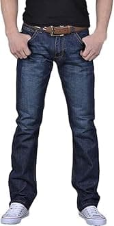 Maiyifu-GJ Mens Casual Straight Leg Jeans Pants Slim Fit Stretch Denim Pants Elastic Waist Fashion Jeans Trousers with Pocket