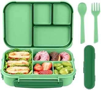 Lunch Box Kids,Bento Box Adult,Leakproof Lunch Containers for Adults/Kids/Toddler,1200ML-4 Compartments Bento Boxes with Utensil,Microwave & Dishwasher & Freezer Safe (Cyan)