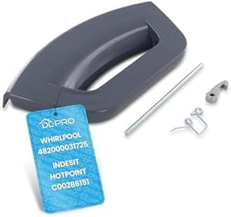 DL-pro Door Handle for Indesit Ariston Hotpoint C00286151 Bauknecht Whirlpool 482000031725 Window Handle for WMG WMD FMD Washing Machines Grey Plastic Including Locking Hook and Axle 213 x 106 x 27 mm