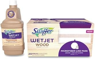 Swiffer WetJet Mops for Floor Cleaning, Hardwood Floor Cleaner, Mopping Refill Bundle, Includes: 20 Pads, 1 Cleaning Solution