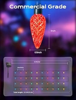Brightown LED C6 Solar String Lights Outdoor Waterproof Fairy Lights, 22.64ft 50 LEDs Multicolor Solar Christmas Lights Outdoor, Christmas Decorations for Christmas Garden Yard Fence Patio Party Decor