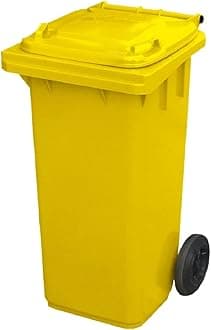 Yellow 120 ltr Wheelie Bin - Half Size Household Wheelie Bin (For Many Councils) - Tough & Durable - For All Your Outdoor Rubbish & Recycling - EN840 Certified & Tested