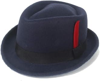 Hipster Fedora Hat Fashion Winter Spring Felt Wool Red Feather Ladies Hat Panama Hat Men's Jazz Hat Knight Cap (Color : Navy blue, Size : 56-58cm)