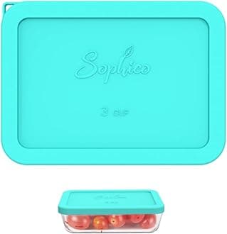 Sophico 3 Cup Rectangle Silicone Storage Cover Lids Replacement for Pyrex 7210-PC Glass Bowls, Container not Included (MINT, 1 Pack)