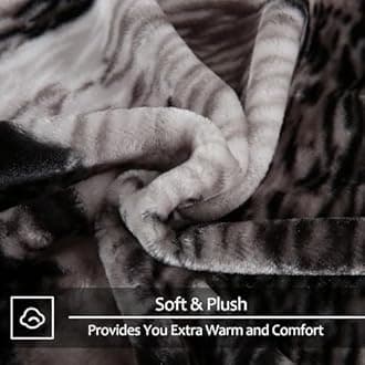 JYK Soft Blanket Korean Mink Blanket, 5 LB Fleece Blanket Queen 75'' x 87'' - 2 Ply Reversible 520GSM Super Soft Plush Flannel Blanket, Thick, Warm Bed Blanket for Autumn Winter - Moon Wolf/Wolf