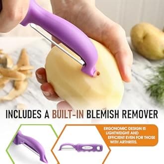 Spring Chef Premium Swivel Vegetable Peeler, Comfortable Handle and Ultra Sharp Stainless Steel Blades - Perfect Kitchen Peeler For Veggie, Fruit, Potato, Carrot, Apple - Orchid