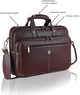WildHorn Men's Leather Laptop Bag/Office Bag | Fits Upto 15.6 Inch Laptop/MacBook | Laptop Messenger Bag/Leather Bag I Dimension : L-16 inch W-4 inch H-12 inch,Brown