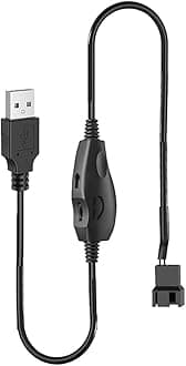 Gebildet 12V Up-Voltage USB to 3-Pin and 4-Pin PC Fan Sleeved Power Supply Cable with Switch and Speed Controller