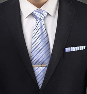 Premium Men’s Gift Tie Set Silky Necktie Pocket Squares Tie Clips Cufflinks F...