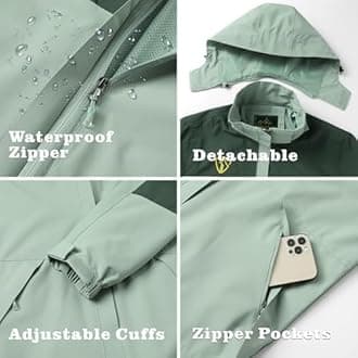 GIISAM Rain Jacket for Women, Women's Waterproof Lightweight Rain Jackets Packable Raincoat Windbreaker Coat with Hood