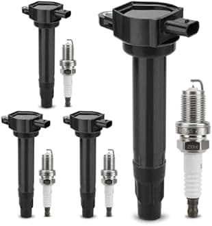 UF557 Ignition Coil & 4503 Double Iridium Spark Plug for 07-17 Jeep Compass Patriot/11-14 Chrysler 200,07-10 Sebring/Dodge 08-14 Avenger,07-12 Caliber,09-19 Journey Replaces# 4606824AB, C1587, 5C1644