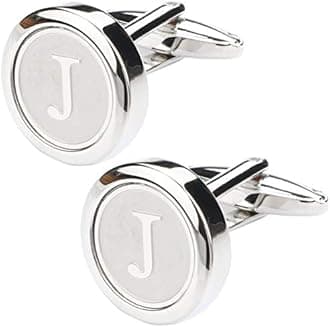 Dannyshi Mens Classic Stainless Steel Initial Cufflinks 26 Alphabet Initial Letter Cufflinks Business Wedding Shirts A-Z