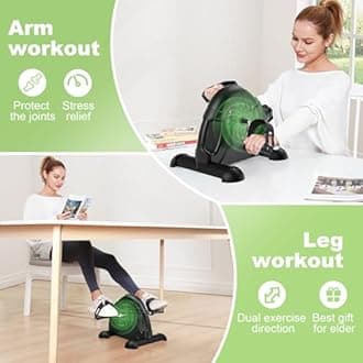 FEIERDUN Mini Exercise Bike, Under Desk Bike Pedal Exerciser for Arm/Leg Exercise, Adjustable Magnetic Resistance Desk Cycle with LCD Screen Display for Home/Office Workout