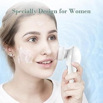 TOUCHBeauty Sonic Vibration Facial Brush Skin Cleansing Device Waterproof Facial Exfoliator Massager Device Blue TB-1487 (White)