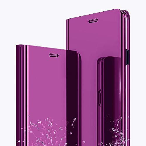 AIsoar Compatible/Replacement fit Galaxy Note 9 Case, Mirror Clear View Window Flip Galaxy Note 9 Case Slim Mirror Case S-View Stand flip Folio Full Body Protection Shockproof No-Slip Cover (Purple)