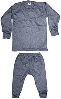 Unisex Kids Winter Wear Fleece Front Open Thermal Innerwear Top & Full Pant Woolen Warmer Combo Set for Girls Boys, Kids Unisex Body Warmer Thermal (Set of 3)