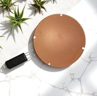 Earthen Products Clay Chapati Tawa Indian Handmade Roti Tawa with Handle for Kitchen Use Traditional Mitti Tawa, Handmade Kitchen Utensils Brown