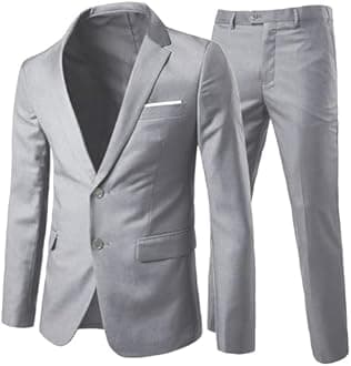 Allthemen Mens Suits 2 Piece Slim Fit Wedding Dress Suit Two Buttons Business Suit Blazer Casual Jackets Trousers
