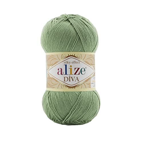 Alize Diva Silk Effect 100% Microfiber Acrylic Yarn 1 Ball skeins 100gr 383yds (852 - Green Tea)