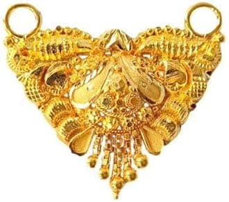 22K/18K Real Certified Fine Yellow Gold Carved Mangalsutra Pendant