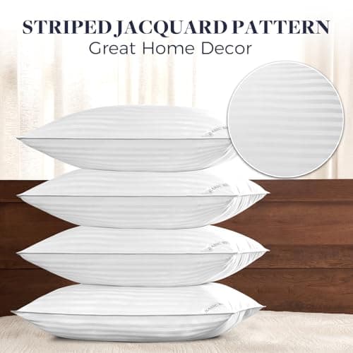 Basic Beyond King Size Pillows Set of 4 - Soft 20 x 36 Inches 4 Pack King Down Alternative Pillows for Back, Stomach or Side Sleepers, White