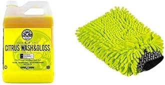 Chemical Guys CWS_301M Car Wash Starter Bundle - Citrus Wash & Gloss Foaming Car Wash Soap, 128 oz (1 Gallon) Citrus Scent + Green Chenille Wash Mitt (2 Items) Works on Cars, Trucks, SUVs, RVs & More