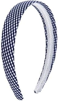Gingham Hair Accessories for School Alice Band Slim Headband Scrunchy Clips (Navy Blue White Gingham 2.5 cm Wide Alice Headband)
