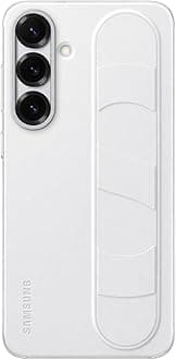 SAMSUNG Galaxy S25+ Standing Grip Phone Case, Protective Cover, Soft Touch, Kickstand, Durable Design, International Version EF-GS936CWEGWW - (White)