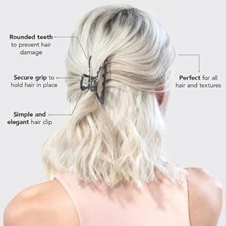 Kitsch Hair Clips, Metal Hair Claw Clips, Hair Accessories for Women, Large Hair Clip, 3" Wide (Open Shape Claw Clip, Hematite)