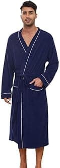 U2SKIIN Mens Bathrobes 100% Cotton Terry Cloth Robe, Soft Lightweight Long Spa Bathrobe for Men