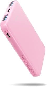 S22 Portable Charger, Mini Colorful Power Bank, 5000mAh External Battery Pack Compatible with iPhone 15/14/13/12/11/X All Series and Android Phone, Pink