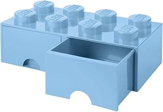 Room Copenhagen Lego Brick 8 Knobs, 2 Drawers, Stackable Storage Box, 9.4 l, Light Blue, 50 x 25 x 18 cm
