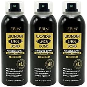 Wonder Lace Bond Adhesive Spray Supreme 3pack Extreme Firm Hold 2.7oz/ 80ml | Active Use, Fast Drying, No Residue, No Build up, Powerful Hold, All Day Hold, Daily Wig Application