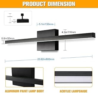 NIORSUN 31.5 inch Modern Bathroom Vanity Light Dimmable 5CCT 1260LM 18W LED Bathroom Lights Over Mirror Black Wall Lighting Fixtures for Bathroom Bedroom Living Room Cabinet- ETL Certified