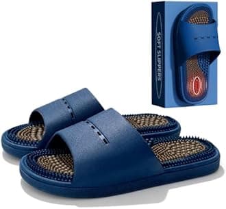 MOTTLED SKY Acupressure Massage Slippers Acupressure Foot Massager Shoes Reflexology Sandals Gift for Men Women Reduce Feet Neuropathy Pain Relief and Tension (Blue,US women10.5-12/men9-10.5)