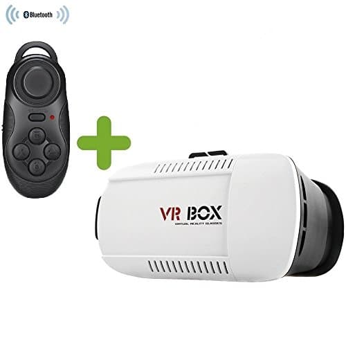 Pantrasamia 3D VR Virtual Reality Glasses Adjust Headset 3D Video Movie Game Glasses VR BOX For 3.5~6.0" Smartphones+ Remote Bluetooth Controller
