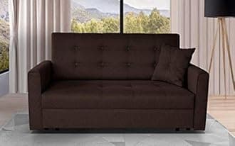 Sofas Sofa Bed | Large 3 Seater Sleeper Suite | Brown Upholstered Fabric Settee | Living Room Bedroom Furniture