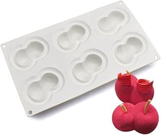 Silicone Mold Dessert Silicone Cake Mold For Baking Fondant Mould Fruit Shape Sugar Candy Jelly Bakeware Chocolates Mould (Double Cherry F_11.68x6.84x1.72 inch)
