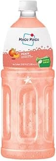 Mogu Mogu Fruit Juice Drinks with Nata De Coco 1L Bottle HALAL - Peach Flavour Drink