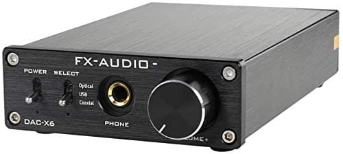 FX-AUDIO DAC-X6 Mini HiFi 2.0 Digital Audio Decoder DAC Input 24-bit/96KHz Optical/Coaxial/USB Headphone Amplifier/Stereo Audio Amplifier (Black)