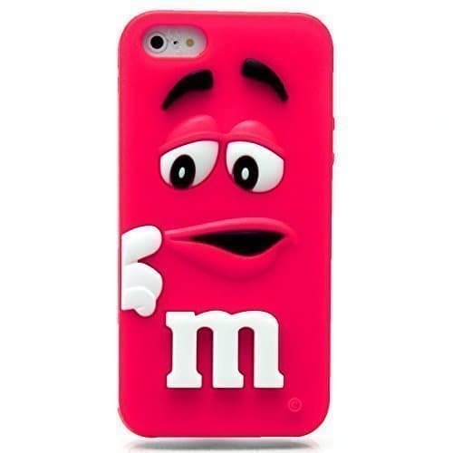Soft Silicone 3D M&M Bean Chocolate Candy MM Case Cover For Apple iPhone 6 4.7" (Pink)