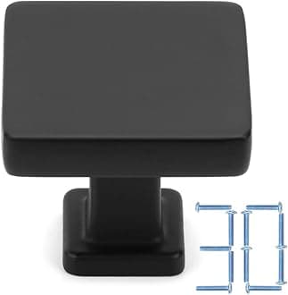 30 Pack Black Cabinet Knobs Matte Black Drawer Knobs K08 Square Single Hole Cabinet Pulls for Cabinets Drawer Dresser Cupboard Bedroom Closet Bathroom Vanity