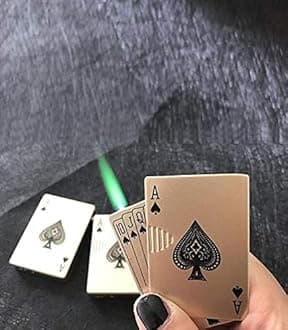 Alkey Stainless Steel Unisex Flame Wind Proof Stylish Latest Modern Lighter Wth Blue LED Torch Light - Small, Jet Green