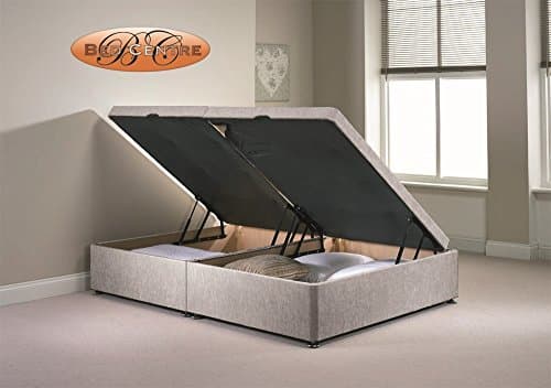 Divan Ottoman Side Lift Storage Bed Single 4'6 Double 5ft King Size Chenille (4FT Small Double, Silver)