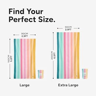 Dock & Bay Beach Towel - Quick Dry, Sand Free - Compact, Lightweight - 100% Recycled - Includes Bag - Summer - Coastal Candy - Extra Large (200x90cm, 78x35)
