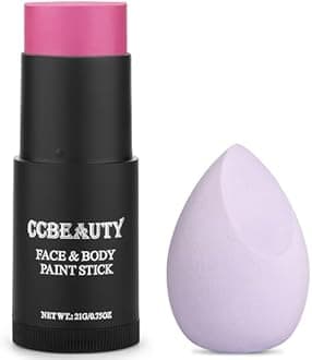 CCbeauty Pink Face Paint Stick,Face Painting Kit,Non Toxic SFX Makeup For Butterfly Halloween Costume Cosplay,Professional FX Body Paint For Adults,Full Coverage Painting Foundation With Makeup Sponge