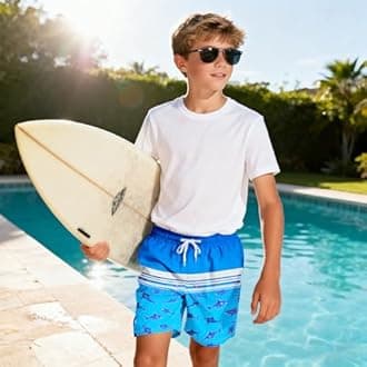 MaciRept Boys Swim Trunks Bathing Suit Youth Teen Boys Swimming Trunks with Compression Liner Kids Swimsuit Board Shorts 7-16